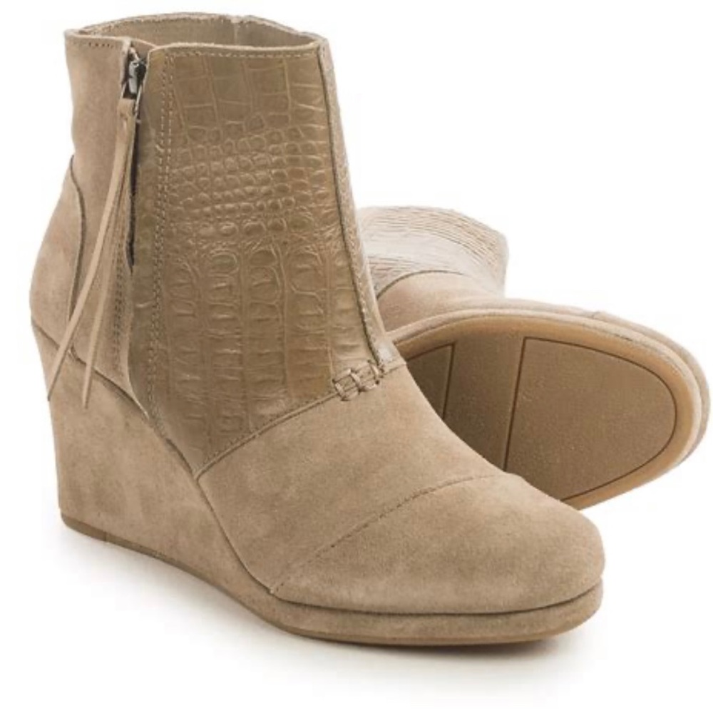 Toms Tan Ankle Boots with Wedge Heel